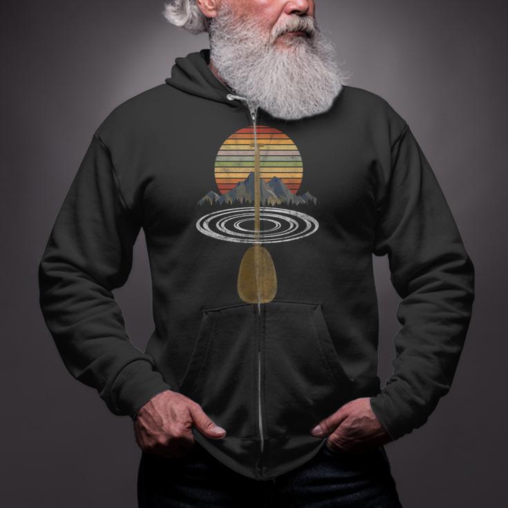 Vintage Retro Canoe Paddle & Mountains Rafting Zip Up Hoodie