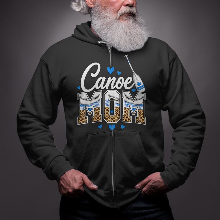 Women's Canoe Mom Leopard Print Paddle River Lake Sport Mother Zip Up Hoodie
