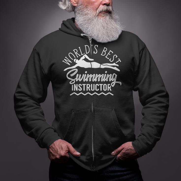 World's Best Swimming Instructor Teacher Coach Swim Men Women Kids Zip Up Hoodie