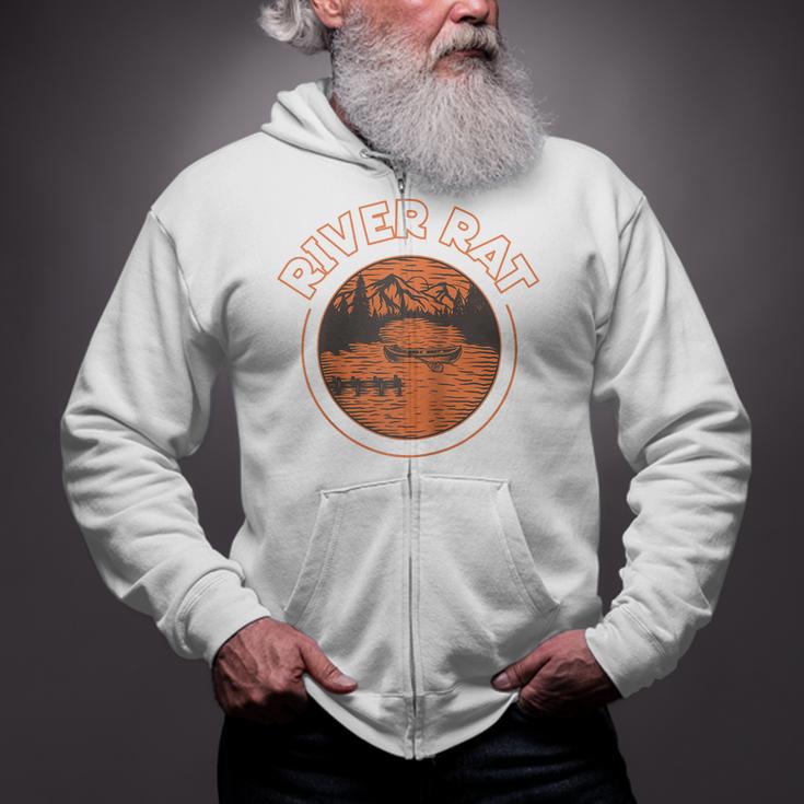 Canoe Canoeing Retro River Rat Raglan Baseball Tee Zip Up Hoodie