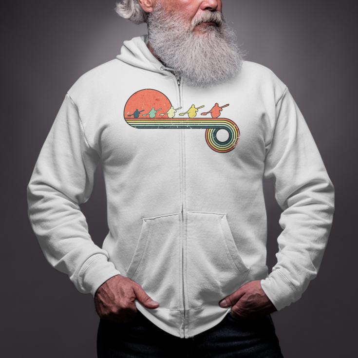 Canoe Retro Vintage Sunset Rainbow Raglan Baseball Tee Zip Up Hoodie