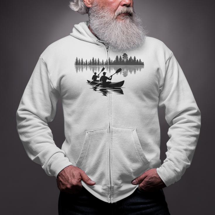 Canoe Silhouette Forest Lake Reflection Zip Up Hoodie Canoe Silhouette Forest Lake Reflection Zip Up Hoodie