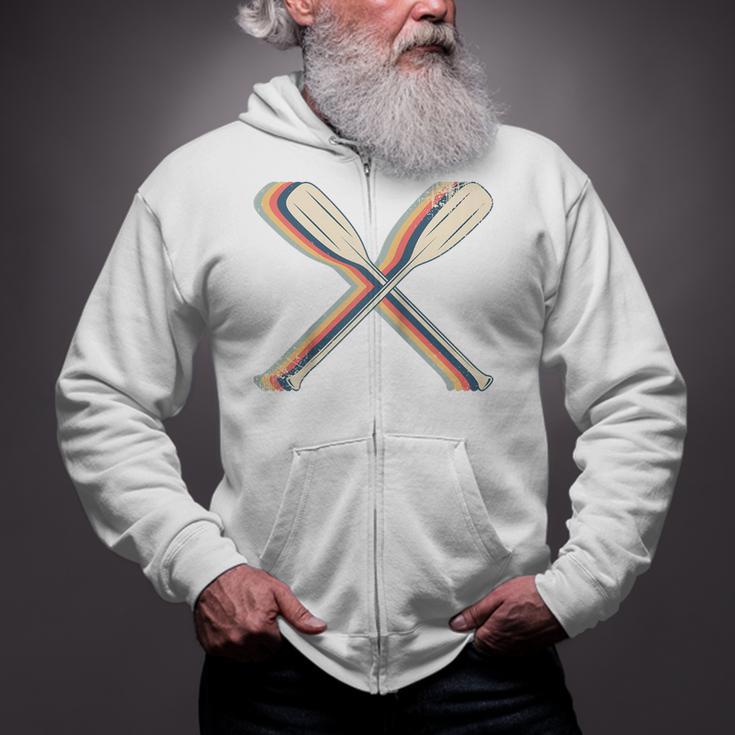 Canoeing Canoe Paddle Paddling Retro Line Art Raglan Baseball Tee Zip Up Hoodie