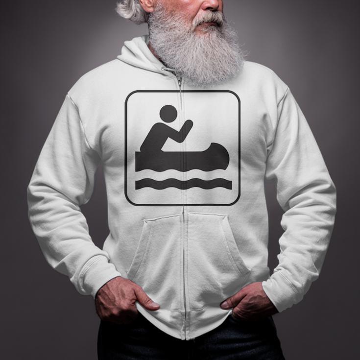 Cool Outdoor Water Sport Canoe Raglan Baseball Tee Zip Up Hoodie
