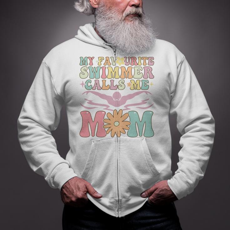 Favourite Swimmer Calls Me Mom Swimming Mom Female Swimmer Zip Up Hoodie Favourite Swimmer Calls Me Mom Swimming Mom Female Swimmer Zip Up Hoodie