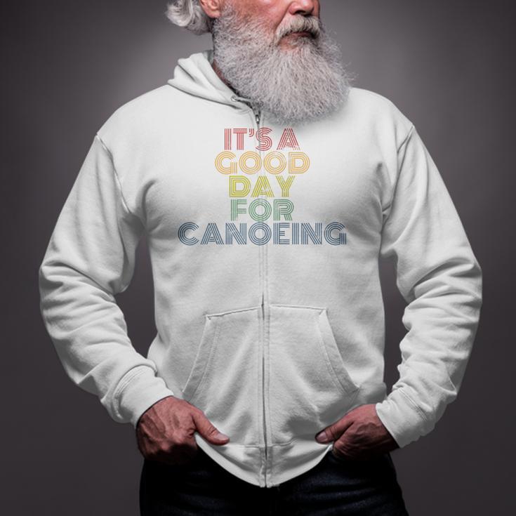 It's A Good Day For Canoeing Retro 70s Vintage Distressed Raglan Baseball Tee Zip Up Hoodie