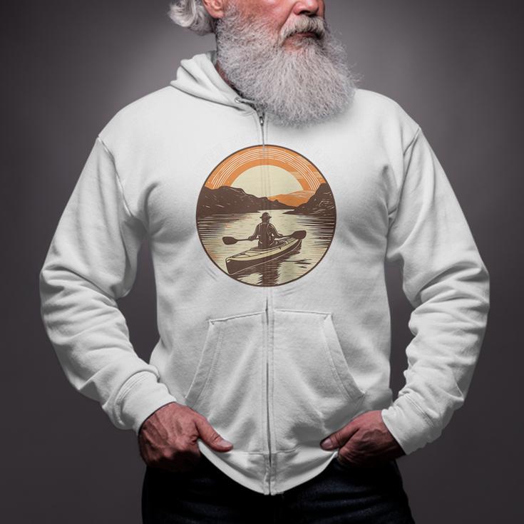 Kayak Kayaker Canoes-Boating Water-Paddle Canadier-Canoe Raglan Baseball Tee Zip Up Hoodie