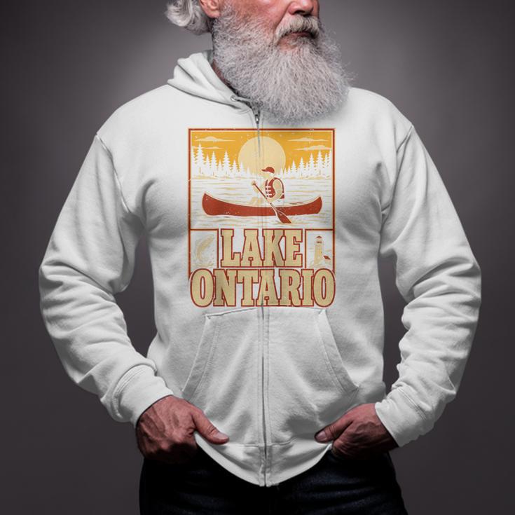 Lake Ontario Canoe Fishing Light House Sunset Retro Raglan Baseball Tee Zip Up Hoodie Lake Ontario Canoe Fishing Light House Sunset Retro Raglan Baseball Tee Zip Up Hoodie