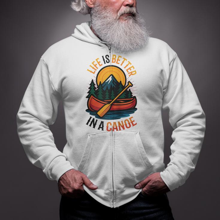 Life Is Better In A Canoe Canoeing Raglan Baseball Tee Zip Up Hoodie
