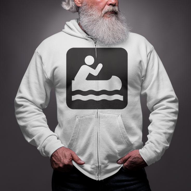 Outdoors Water Sports Canoe Canoeist Raglan Baseball Tee Zip Up Hoodie