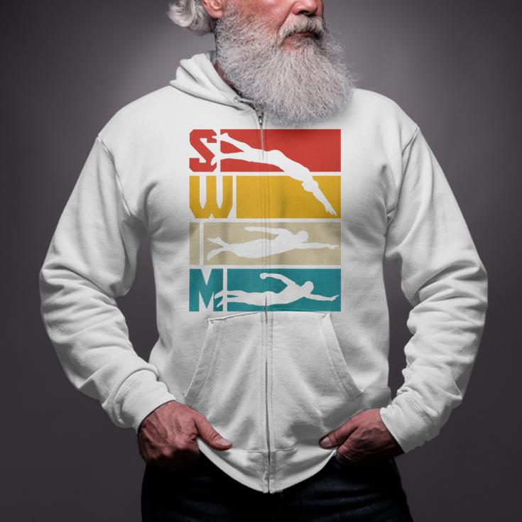 Swim Swimming Vintage Retro Swimmer Raglan Baseball Tee Zip Up Hoodie Swim Swimming Vintage Retro Swimmer Raglan Baseball Tee Zip Up Hoodie