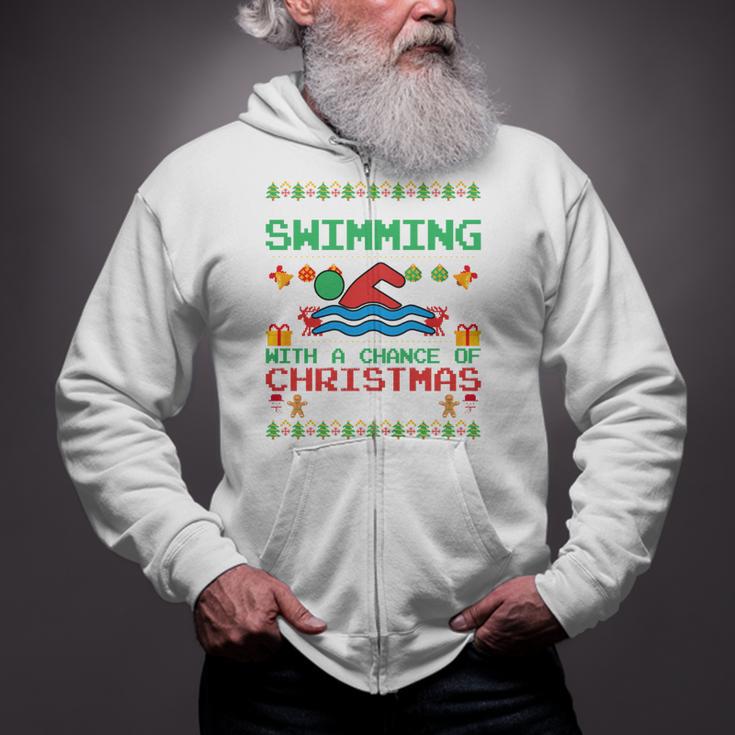Swimming Christmas Party Swim Swimmer Christmas Ugly Style Zip Up Hoodie Swimming Christmas Party Swim Swimmer Christmas Ugly Style Zip Up Hoodie