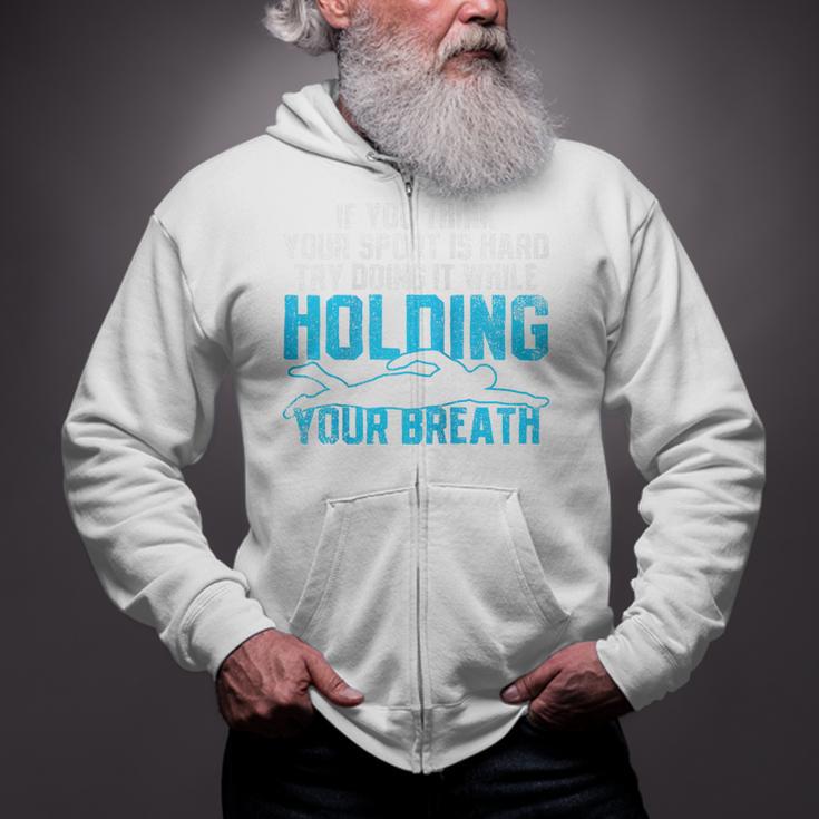 Swimming Swimmer Raglan Baseball Tee Zip Up Hoodie