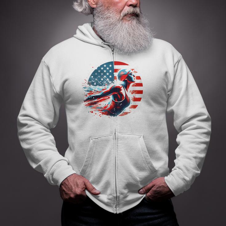 Swimming United States Apparel American Flag Swimming Zip Up Hoodie Swimming United States Apparel American Flag Swimming Zip Up Hoodie