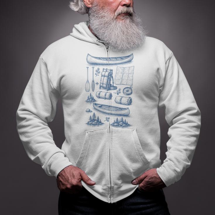 Women's Canoe Wilderness Gear Vintage Chart Collection Illustration Zip Up Hoodie