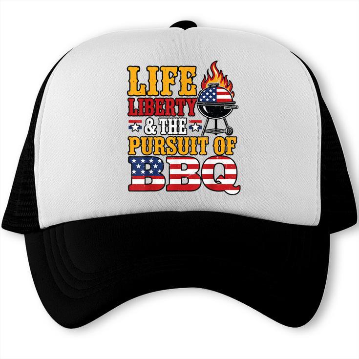 4th July BBQ Dad Joke Life Liberty Pursuit BBQ Grill Trucker Cap, trending gift 4th July BBQ Dad Joke Life Liberty Pursuit BBQ Grill Trucker Cap, trending gift