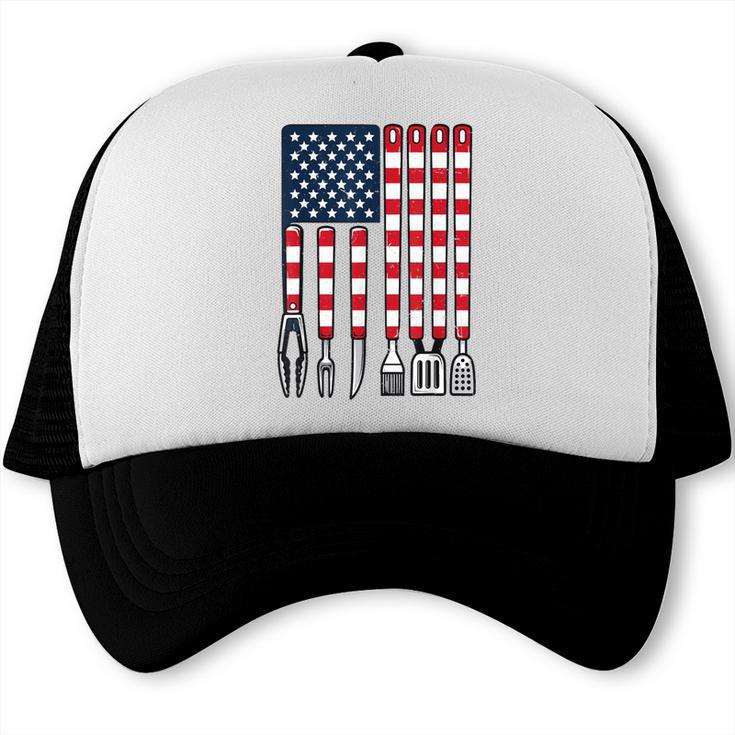 American Flag BBQ 4th July BBQ Dad Joke Grilling Trucker Cap, trending gift
