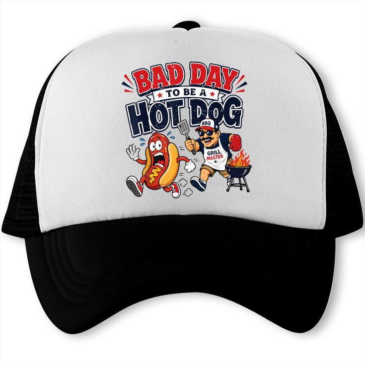 Bad Day To Be A Hot Dog 4th July BBQ Dad Grilling Trucker Cap, trending gift