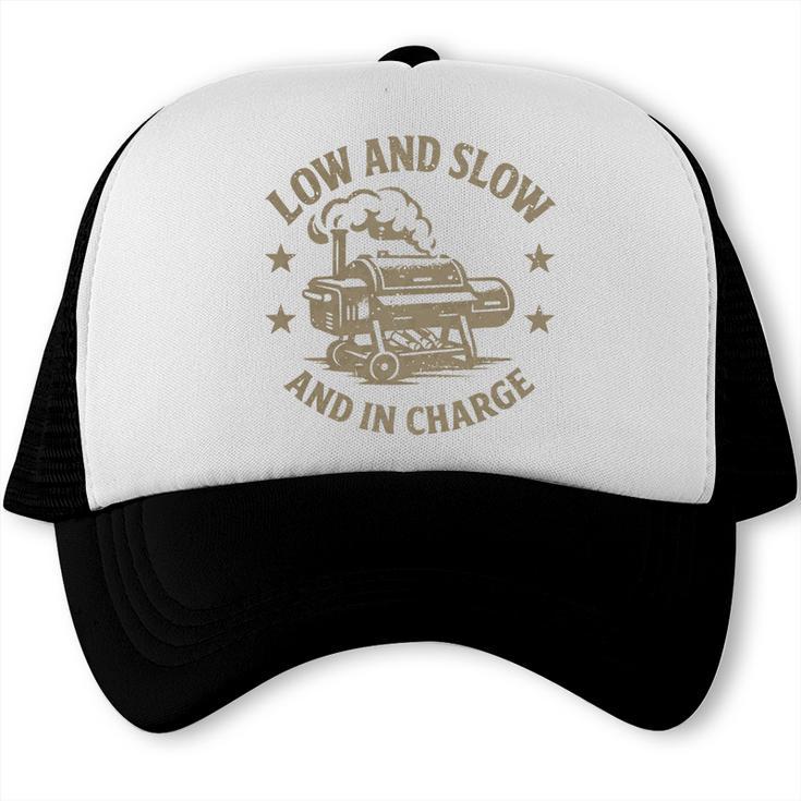 BBQ Dad Low And Slow Smoker Father's Day Pitmaster Comfort Colors Crop Top Trucker Cap, trending gift
