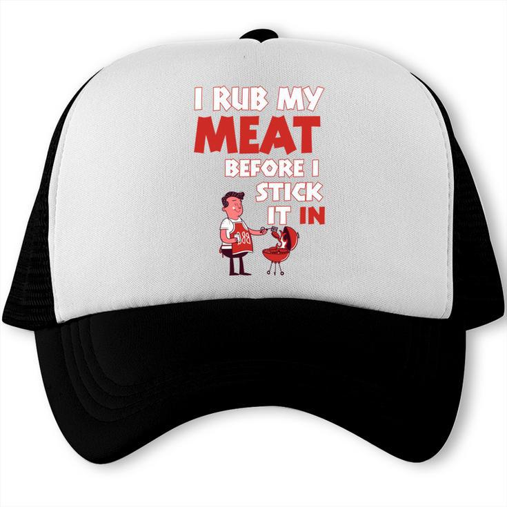 BBQ Dad Offset Smoker Pit Accessory I Rub My Meat Performance Trucker Cap, trending gift
