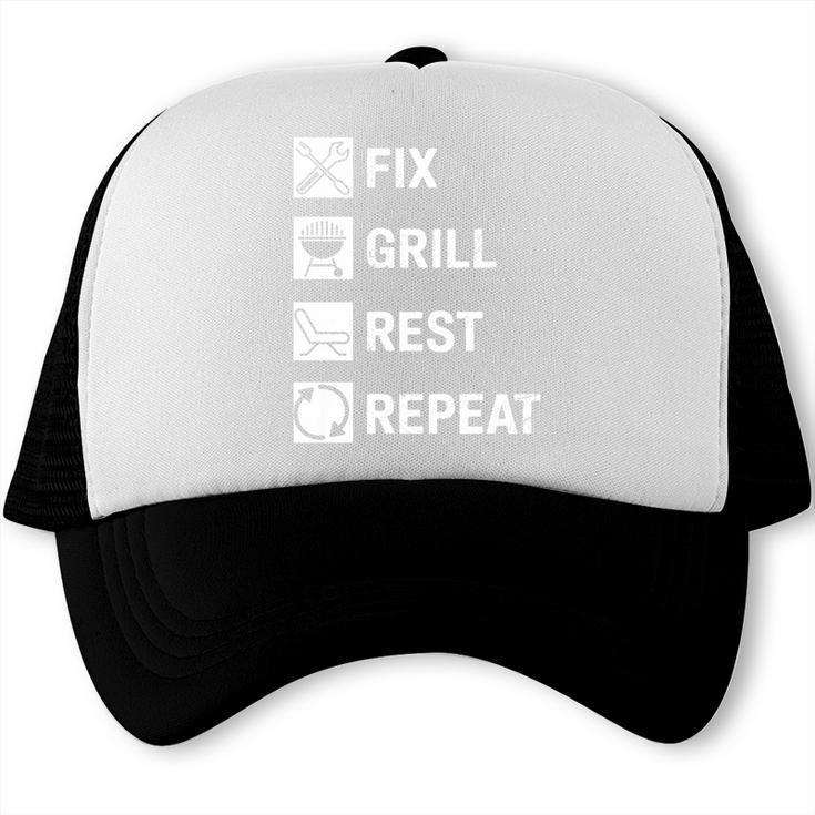 Fix Grill Rest Repeat Handyman BBQ Dad Life Premium Tri-Blend Trucker Cap, trending gift