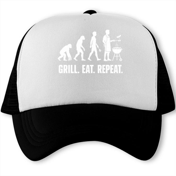 Grill Eat Repeat BBQ Dad Evolution Barbecue Performance Trucker Cap, trending gift Grill Eat Repeat BBQ Dad Evolution Barbecue Performance Trucker Cap, trending gift