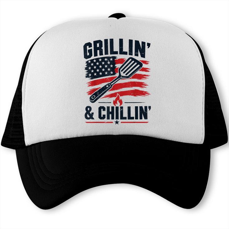 Grilling & Chilling 4th July BBQ Dad Joke Grilling Dad Trucker Cap, trending gift