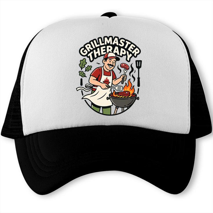Grillmaster Therapy BBQ Dad Grill Grilling Humor Quote Premium Tri-Blend Trucker Cap, trending gift