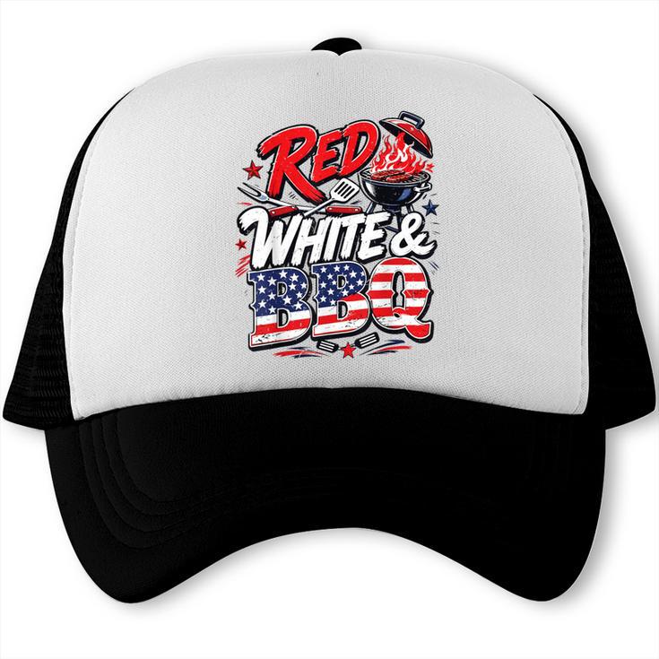 Red BBQ 4th July BBQ Dad Joke Grilling Dad Trucker Cap, trending gift