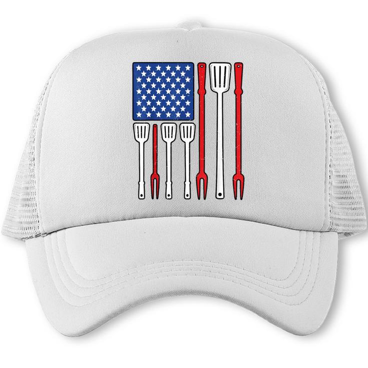 4th July BBQ Dad Joke American Flag BBQ Grill Dad Trucker Cap
