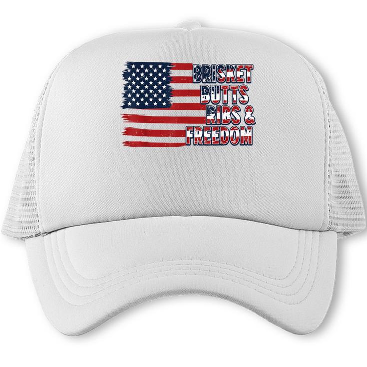 4th July BBQ Dad Joke Brisket Butts Freedom Grill Dad Trucker Cap