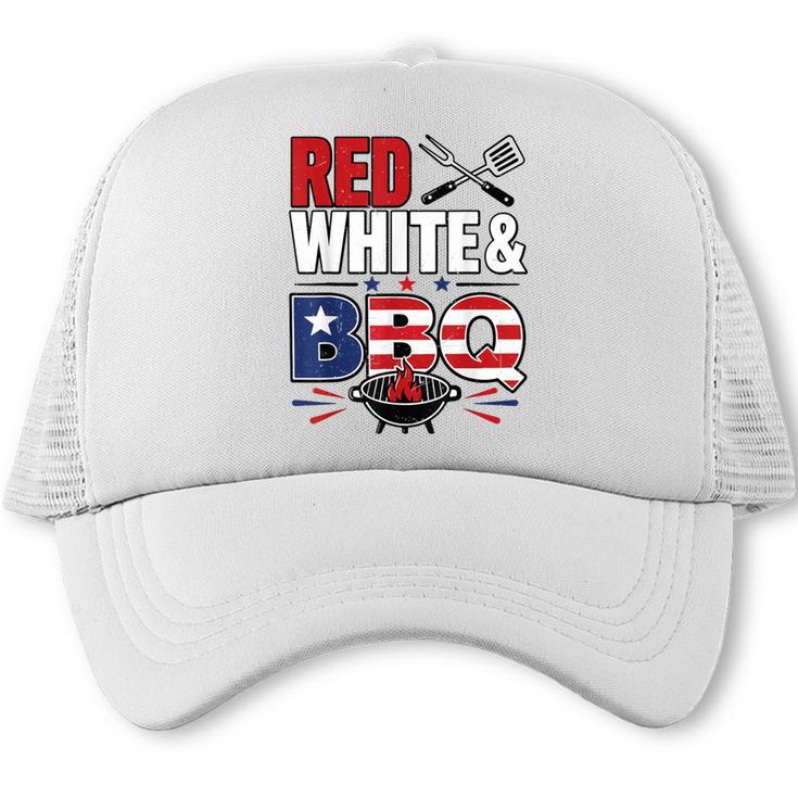 4th July BBQ Dad Joke Red BBQ Grilling Dad Trucker Cap