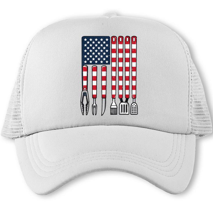 American Flag BBQ 4th July BBQ Dad Joke Grilling Trucker Cap