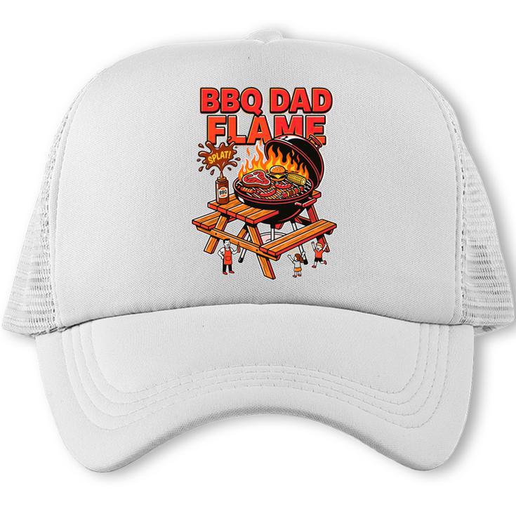 BBQ Dad Flame Barbecue Joke Grilling Humor Quote Grill Comfort Colors Crop Top Trucker Cap