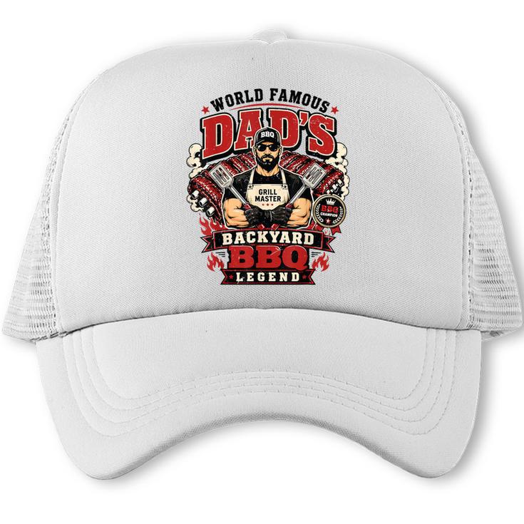 BBQ Dad Joke World Famous Dad's Backyard Grill & Chill Trucker Cap