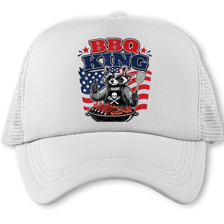 BBQ King Raccoon 4th July BBQ Dad Joke Grilling Dad Trucker Cap