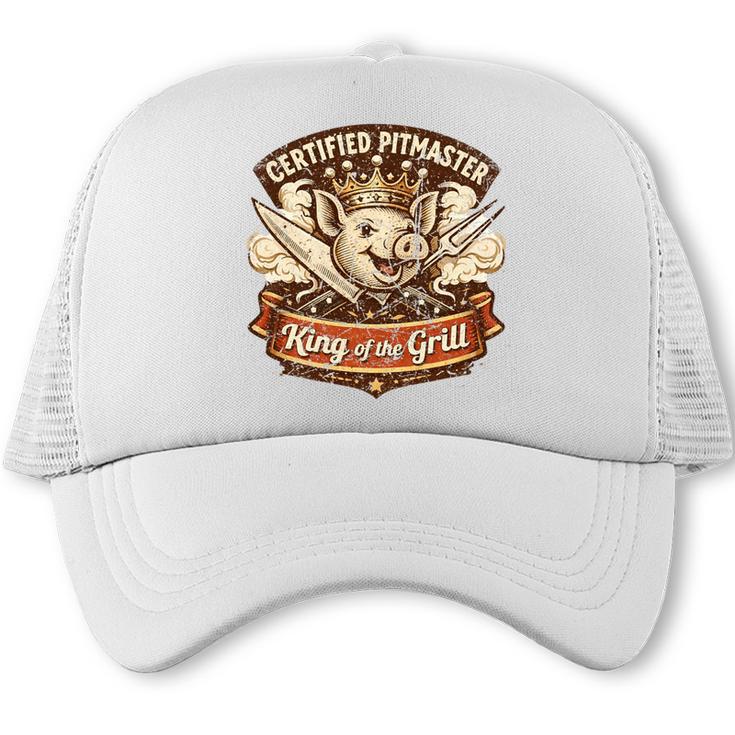 Certified Pitmaster BBQ Dad Retro King Of The Grill Premium Tri-Blend Trucker Cap