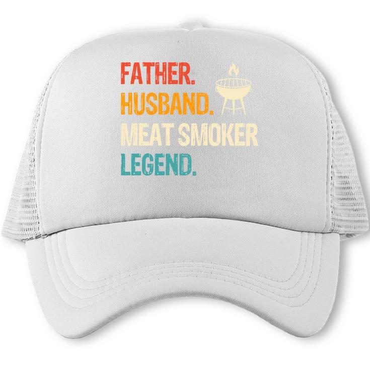 Father Husband Meat Smoker Legend American Flag BBQ Dad Performance Trucker Cap