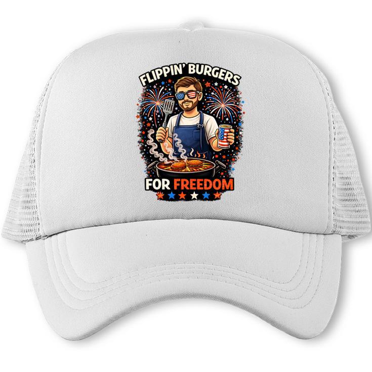 Flippin’ Burgers For Freedom 4th Of July BBQ Dad Grill Premium Tri-Blend Trucker Cap