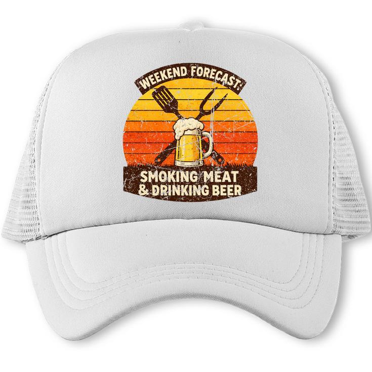 Weekend Forecast Smoking Meat Drinking Beer BBQ Dad Premium Tri-Blend Trucker Cap