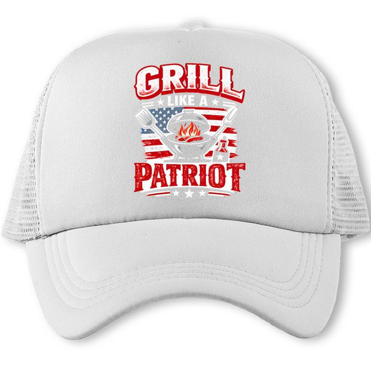 Grill Like A Patriot 4th Of July BBQ Dad Shirt Patriot Premium Tri-Blend Trucker Cap