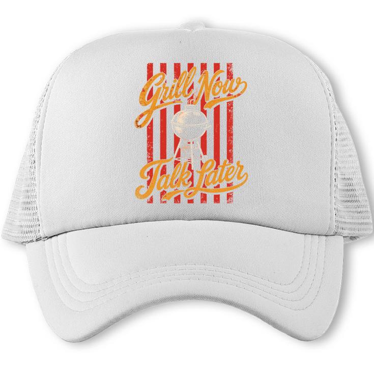 Grill Now Talk Later BBQ Dad Comfort Colors Crop Top Trucker Cap