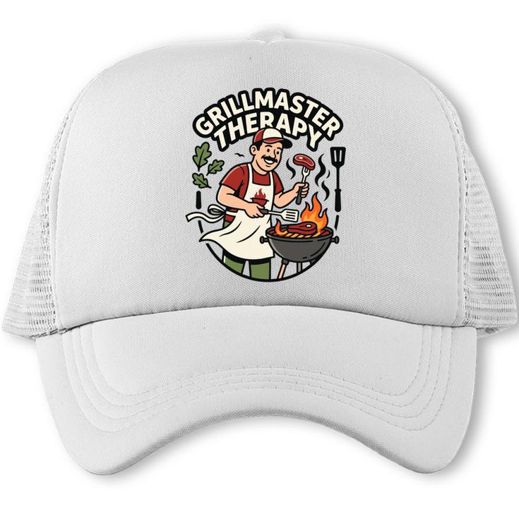 Grillmaster Therapy BBQ Dad Grill Grilling Humor Quote Comfort Colors Crop Top Trucker Cap