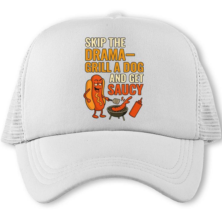 Hotdog Grill Quote Apparel For BBQ Dad Uncle Cousins Comfort Colors Crop Top Trucker Cap