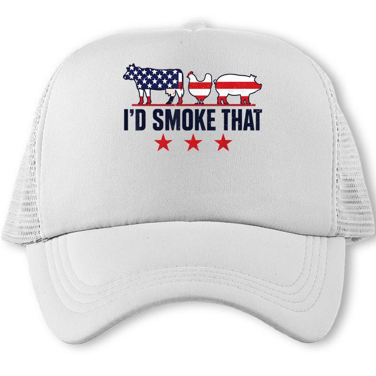 Id Smoke That 4th July BBQ Dad Joke Grilling Dad Trucker Cap