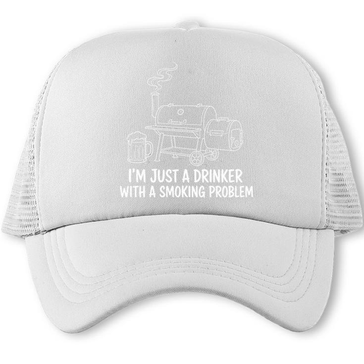 I'm Just A Drinker With A Smoking Problem Grilling BBQ Dad Comfort Colors Crop Top Trucker Cap