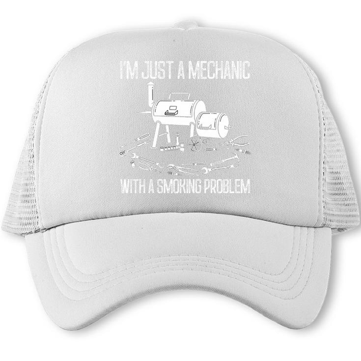 I'm Just A Mechanic With A Smoking Problem Grilling BBQ Dads Premium Tri-Blend Trucker Cap