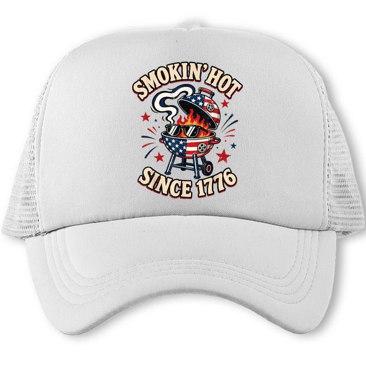Men 4th July BBQ Dad Joke Smoking Since 1776 Grill Dad Trucker Cap