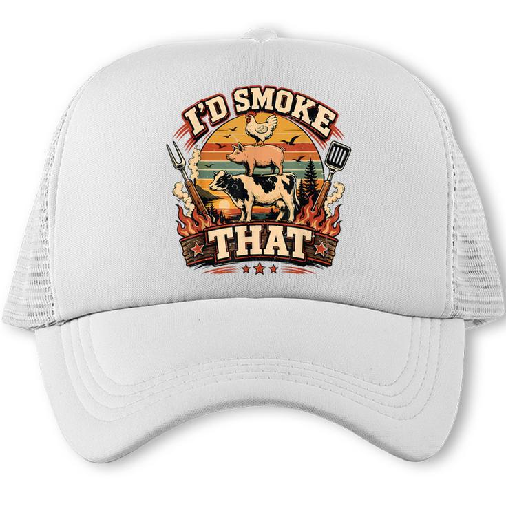 Men BBQ Dad Joke Id Smoke That Pitmaster Chef Grilling Trucker Cap