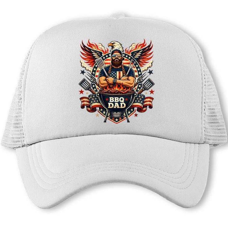 Patriotic BBQ Dad American Flag 4th Of July Barbecue Premium Tri-Blend Trucker Cap